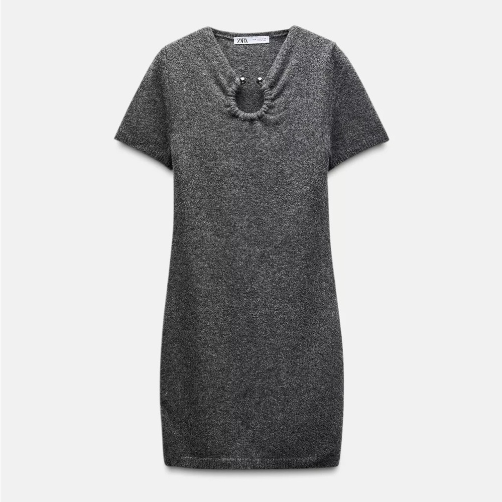 Zara Knit Metal Appliqué Dress Small Like New